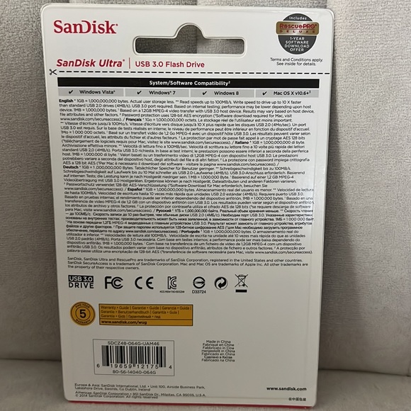 SanDisk 64GB USB 3.0 Flash Drive - Picture 2 of 3